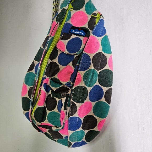 Kavu Sling Backpack Canvas Polka Dot Neon Pink‎ Blue Grey Teal - Picture 2 of 8